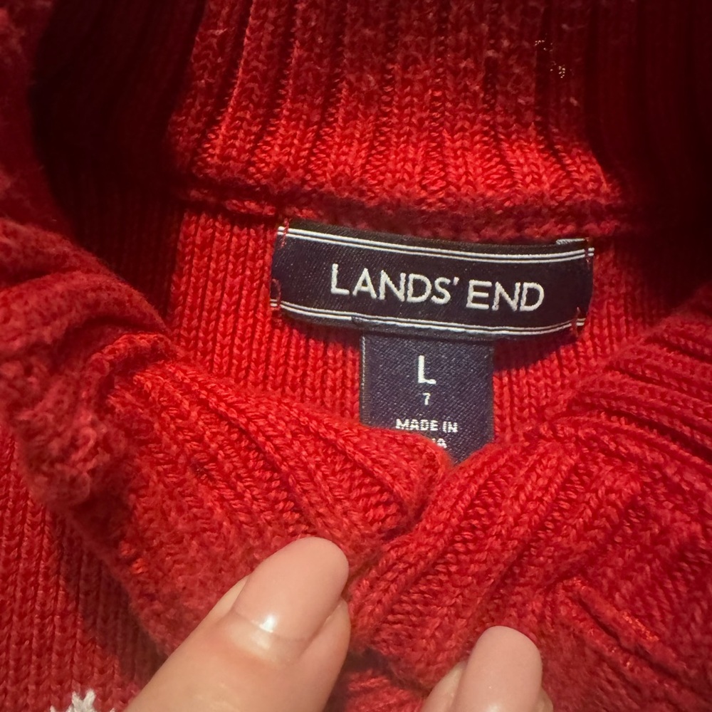 Lands' End Youth Boy Red Sweater